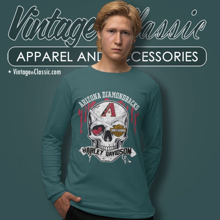 Arizona Diamondbacks Harley Davidson Skull Long Sleeve Tee Arizona Diamondbacks Harley Davidson Skull Long Sleeve Tee