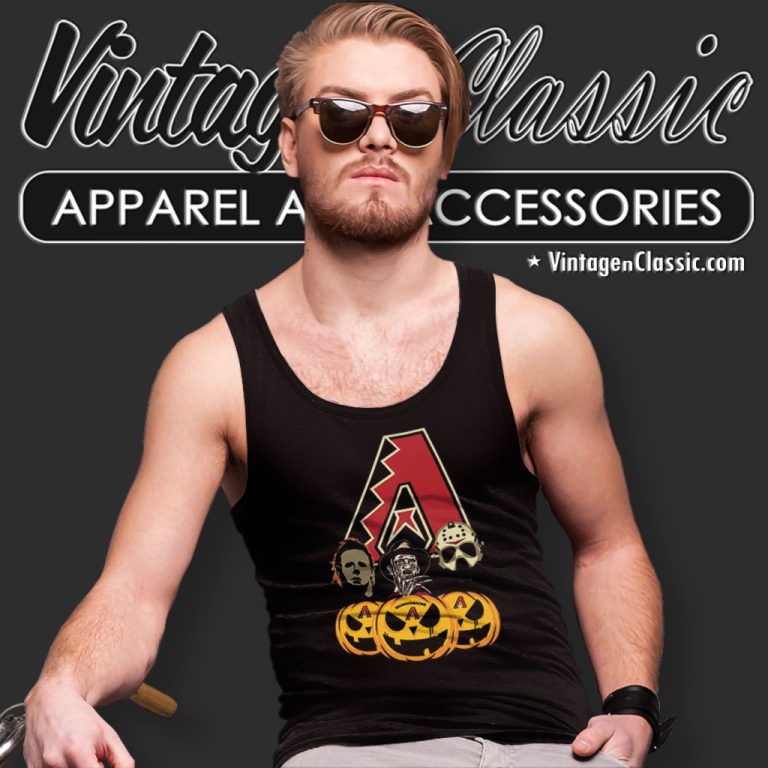 Arizona Diamondbacks Michael Myers Freddy Krueger Jason Voorhees Pumpkin Halloween Tank Top Racerback Arizona Diamondbacks Michael Myers Freddy Krueger Jason Voorhees Pumpkin Halloween Tank Top Racerback