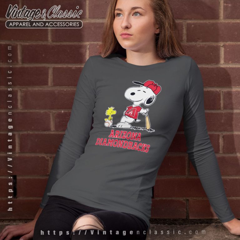 Arizona Diamondbacks Snoopy Woodstock Long Sleeve Tee Arizona Diamondbacks Snoopy Woodstock Long Sleeve Tee