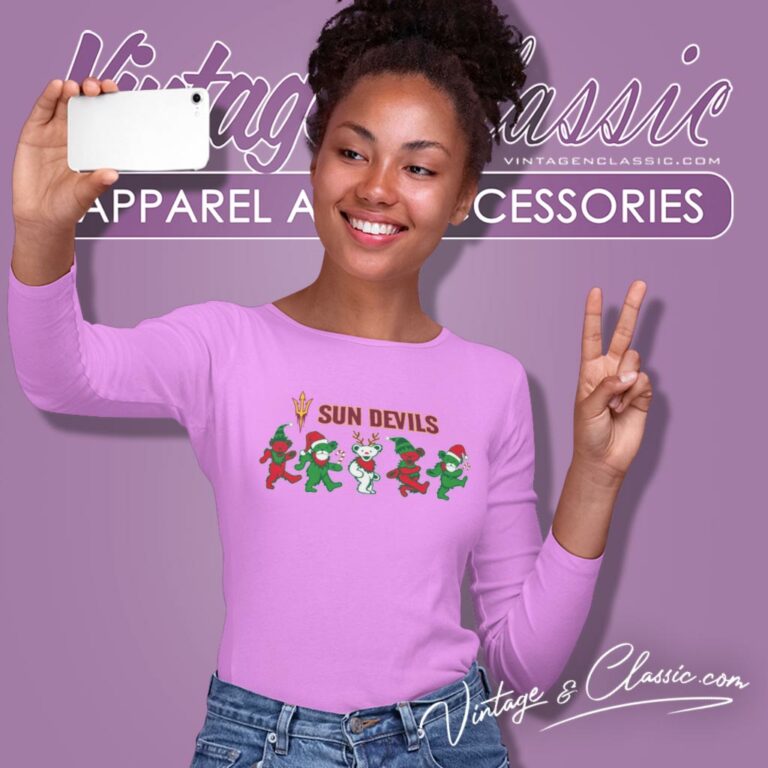 Arizona State Sun Devil Dancing Bear Merry Christmas Long Sleeve Tee Arizona State Sun Devil Dancing Bear Merry Christmas Long Sleeve Tee