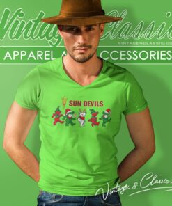Arizona State Sun Devil Dancing Bear Merry Christmas V Neck TShirt