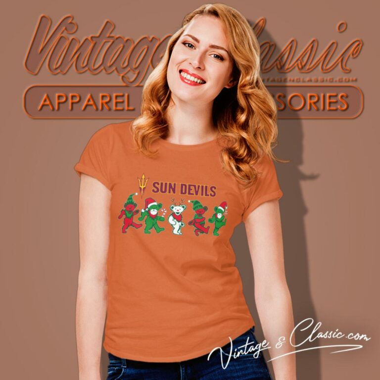 Arizona State Sun Devil Dancing Bear Merry Christmas Women T Shirt Arizona State Sun Devil Dancing Bear Merry Christmas Women T Shirt