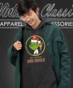 Arizona State Sun Devils Ncaa Christmas Grinch Shirt I Hate People But I Love My Sun Devils Hoodie