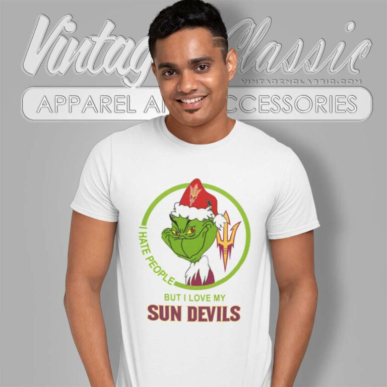 Arizona State Sun Devils Ncaa Christmas Grinch Shirt I Hate People But I Love My Sun Devils T Shirt Arizona State Sun Devils Ncaa Christmas Grinch Shirt I Hate People But I Love My Sun Devils T Shirt