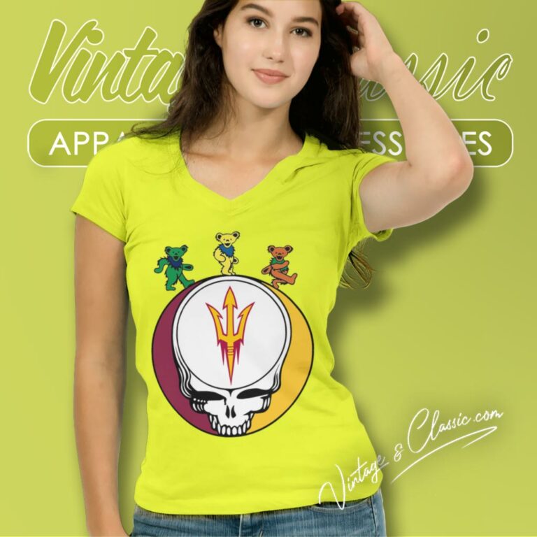 Arizona State University Sun Devil Dancing Bear Steal Your Face V Neck TShirt Arizona State University Sun Devil Dancing Bear Steal Your Face V Neck TShirt