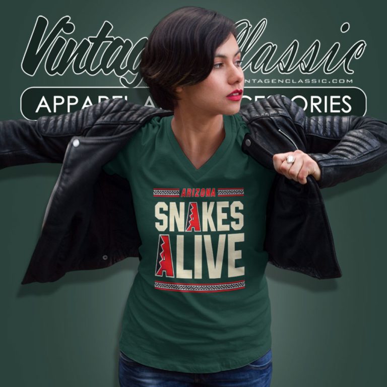 Arizona Vintage Baseball Snakes Alive V Neck TShirt Arizona Vintage Baseball Snakes Alive V Neck TShirt