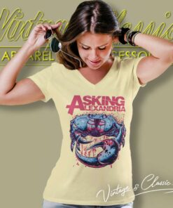 Asking Alexandria Crab Monster Design V Neck TShirt