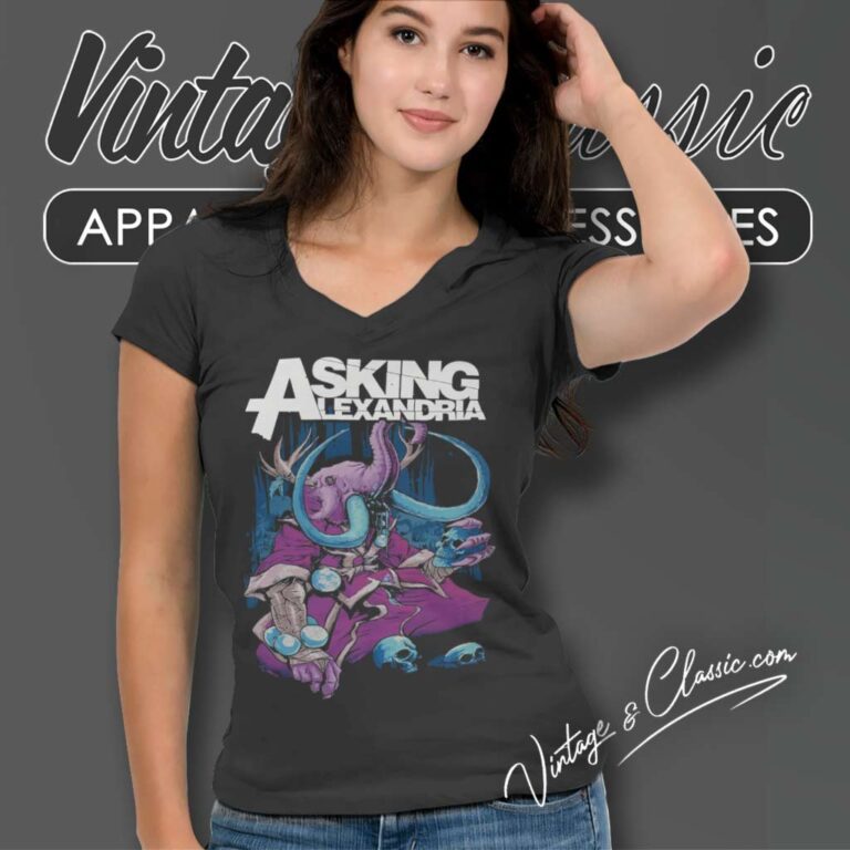 Asking Alexandria Elephants Mythical Graphic V Neck TShirt Asking Alexandria Elephants Mythical Graphic V Neck TShirt