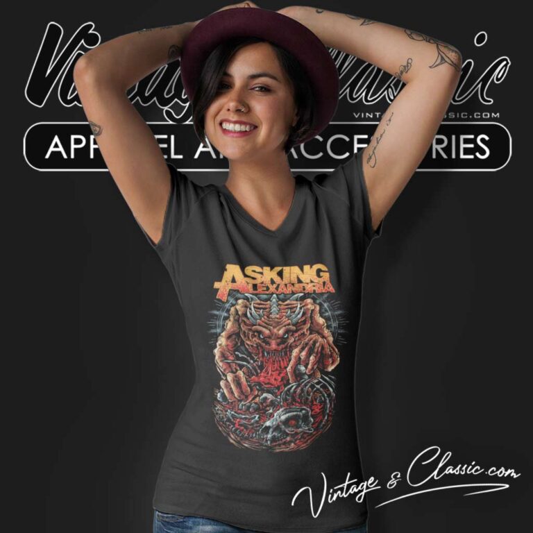 Asking Alexandria Fiery Beast V Neck TShirt Asking Alexandria Fiery Beast V Neck TShirt