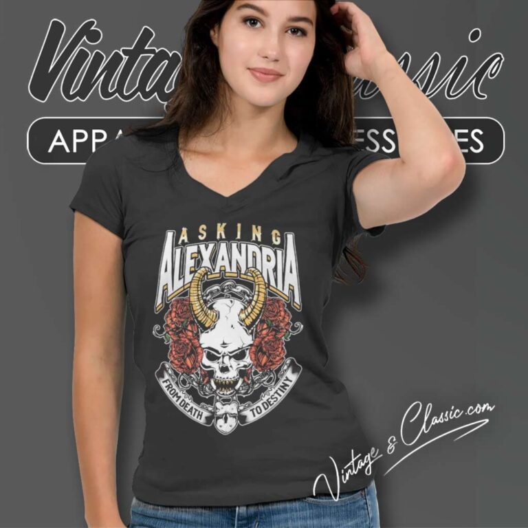 Asking Alexandria From Death To Destiny Skull V Neck TShirt Asking Alexandria From Death To Destiny Skull V Neck TShirt