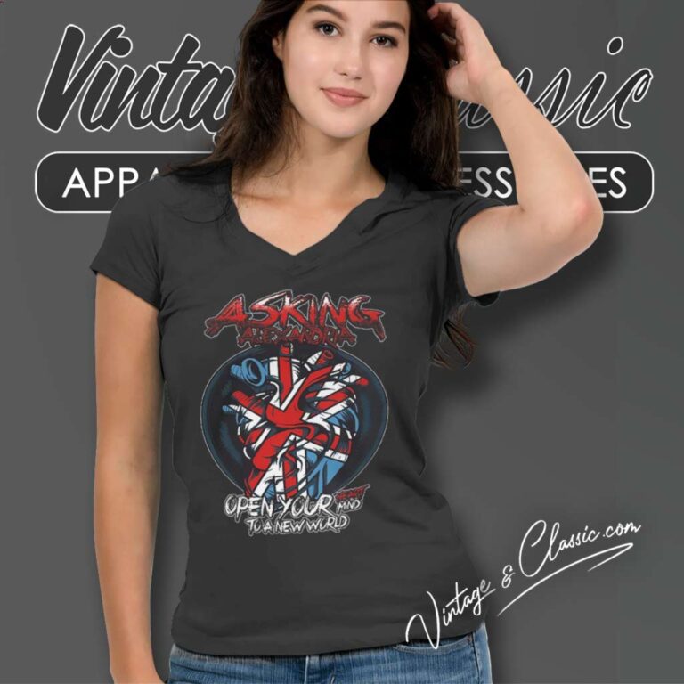 Asking Alexandria Shirt Open Your Heart Mind To A New World Lyric V Neck TShirt 1 Asking Alexandria Shirt Open Your Heart Mind To A New World Lyric V Neck TShirt 1
