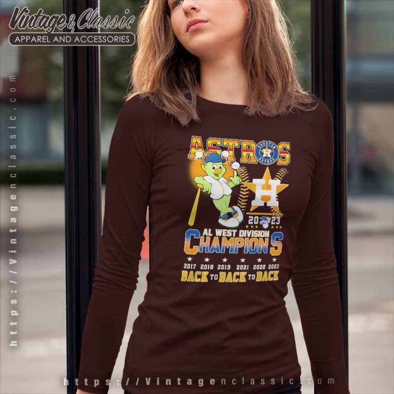Astros 2023 Al West Division Champions Back To Back To Back Long Sleeve Tee Astros 2023 Al West Division Champions Back To Back To Back Long Sleeve Tee