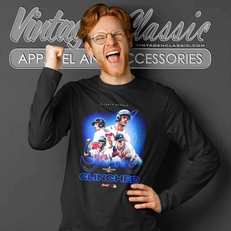 Atlanta Braves Clinched 2022 Mlb Postseason Long Sleeve Tee Atlanta Braves Clinched 2022 Mlb Postseason Long Sleeve Tee