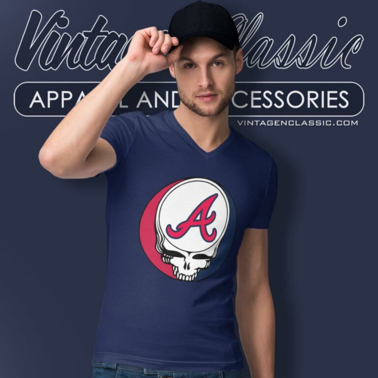 Atlanta Braves Grateful Dead Steal Face V Neck TShirt Atlanta Braves Grateful Dead Steal Face V Neck TShirt