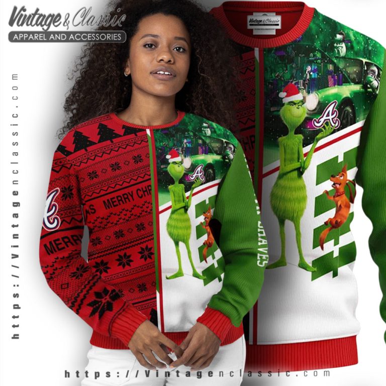 Atlanta Braves Grinch Ugly Christmas Sweater Women Ugly Sweater Atlanta Braves Grinch Ugly Christmas Sweater Women Ugly Sweater
