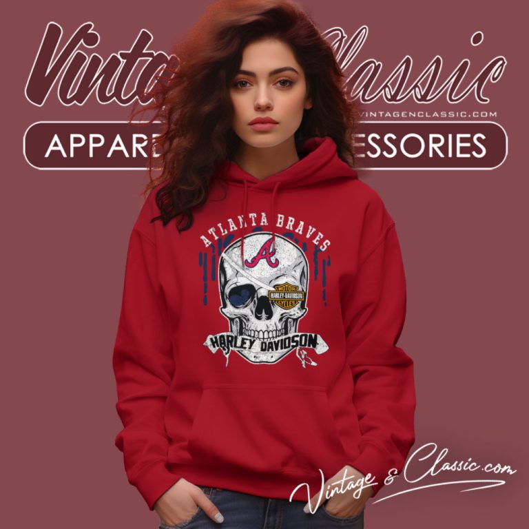 Atlanta Braves Harley Davidson Skull Hoodie Atlanta Braves Harley Davidson Skull Hoodie