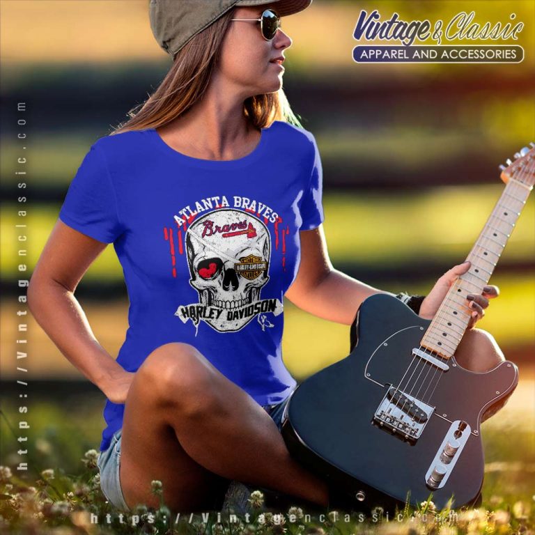 Atlanta Braves Harley Davidson Skull Women TShirt Atlanta Braves Harley Davidson Skull Women TShirt
