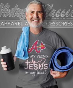Atlanta Braves In My Veins Jesus In My Heart V Neck TShirt