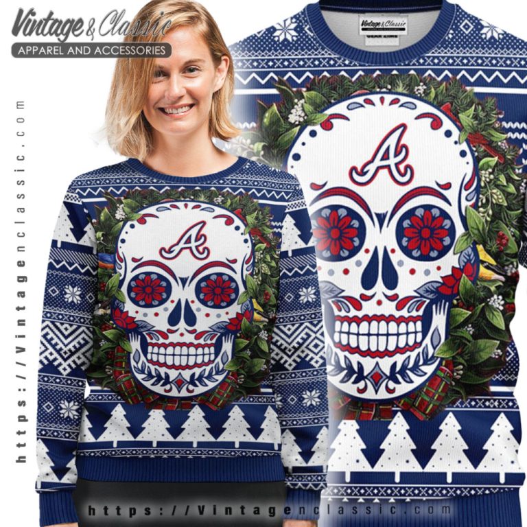 Atlanta Braves Skull Ugly Christmas Sweater Ugly Sweater shirt Atlanta Braves Skull Ugly Christmas Sweater Ugly Sweater shirt