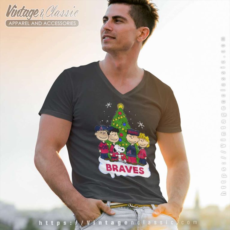 Atlanta Braves Snoopy Peanuts Christmas V Neck TShirt Atlanta Braves Snoopy Peanuts Christmas V Neck TShirt