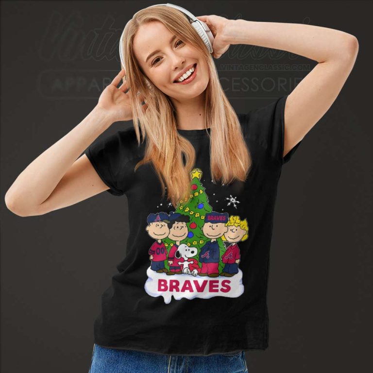 Atlanta Braves Snoopy Peanuts Christmas Women TShirt Atlanta Braves Snoopy Peanuts Christmas Women TShirt