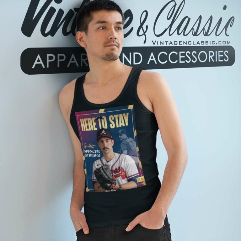 Atlanta Braves Spencer Strider Here To Stay Signature Tank Top Racerback Atlanta Braves Spencer Strider Here To Stay Signature Tank Top Racerback