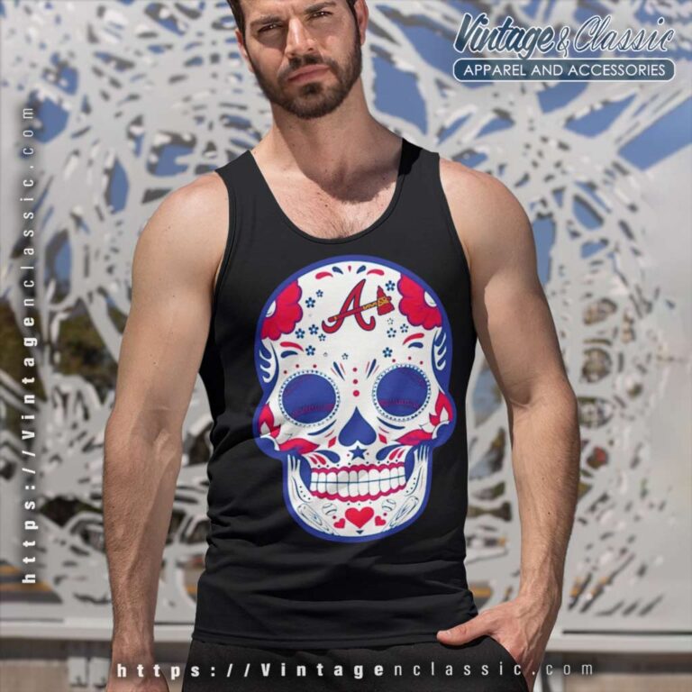 Atlanta Braves Sugar Skull Tank Top Racerback Atlanta Braves Sugar Skull Tank Top Racerback