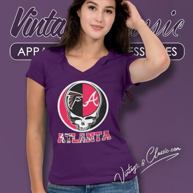Atlanta Falcons And Atlanta Braves Grateful Dead V Neck TShirt Atlanta Falcons And Atlanta Braves Grateful Dead V Neck TShirt
