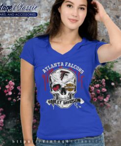 Atlanta Falcons Harley Davidson Skull V Neck TShirt