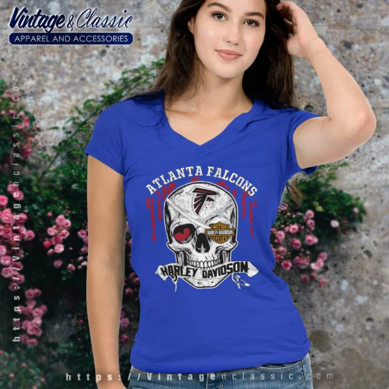 Atlanta Falcons Harley Davidson Skull V Neck TShirt Atlanta Falcons Harley Davidson Skull V Neck TShirt