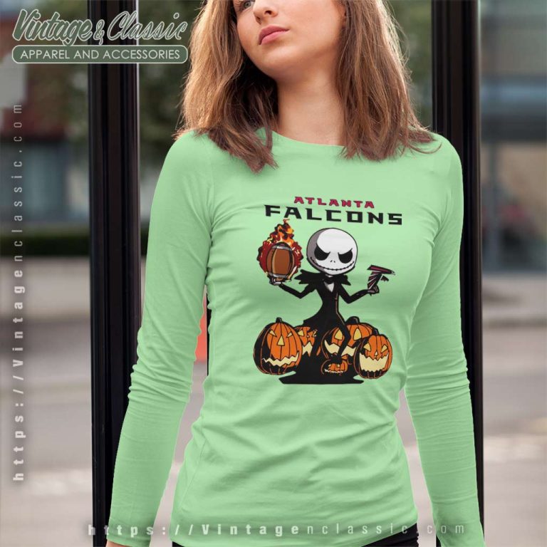 Atlanta Falcons Jack Skellington Halloween Long Sleeve Tee Atlanta Falcons Jack Skellington Halloween Long Sleeve Tee