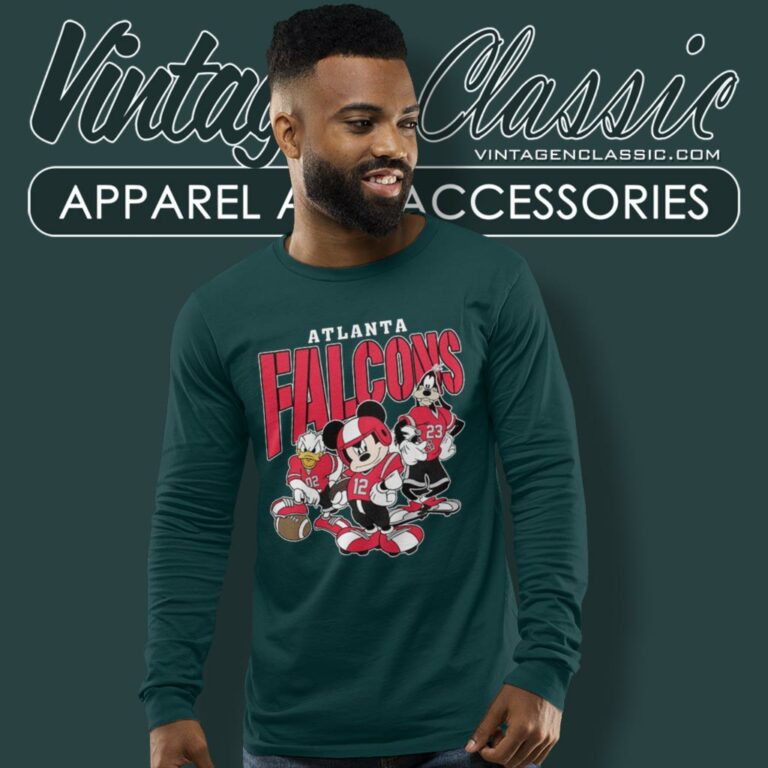 Atlanta Falcons Mickey Donald Duck And Goofy Long Sleeve Tee Atlanta Falcons Mickey Donald Duck And Goofy Long Sleeve Tee
