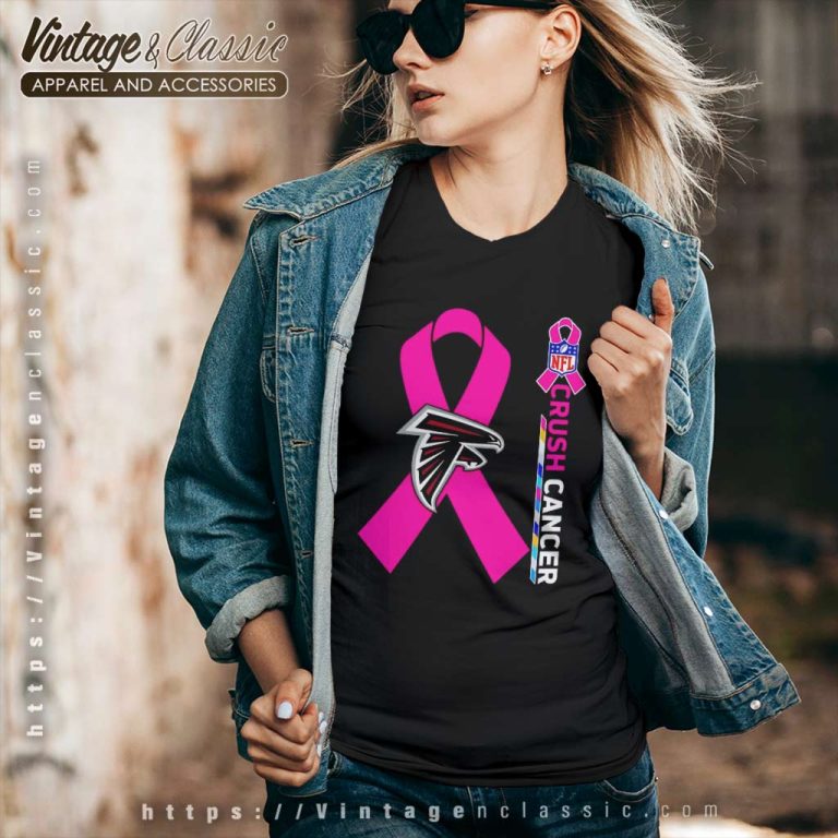 Atlanta Falcons Nfl Crush Cancer 2023 V Neck TShirt Atlanta Falcons Nfl Crush Cancer 2023 V Neck TShirt