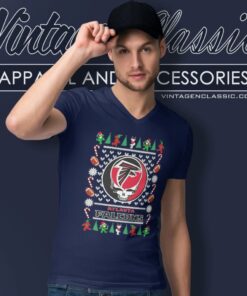 Atlanta Falcons Nfl Grateful Dead Ugly Christmas V Neck TShirt