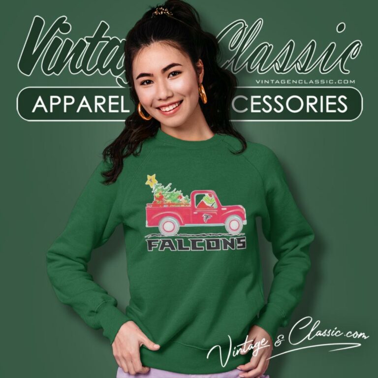 Atlanta Falcons Santa Grinch Driving Truck Christmas Sweatshirt Atlanta Falcons Santa Grinch Driving Truck Christmas Sweatshirt