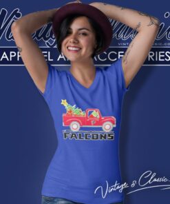 Atlanta Falcons Santa Grinch Driving Truck Christmas V Neck TShirt
