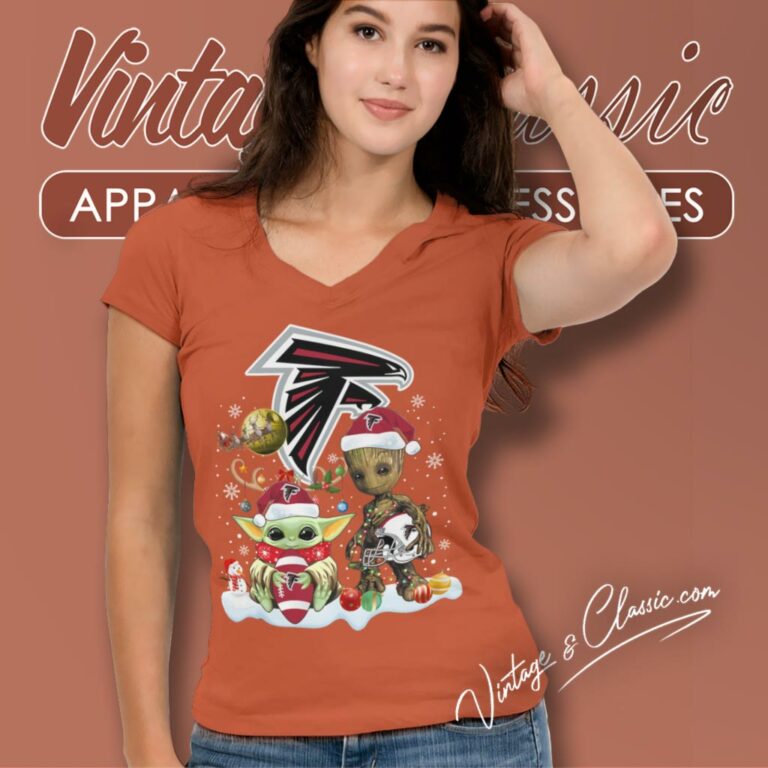 Atlanta Falcons Shirt Baby Yoda And Groot Santa Christmas V Neck TShirt Atlanta Falcons Shirt Baby Yoda And Groot Santa Christmas V Neck TShirt