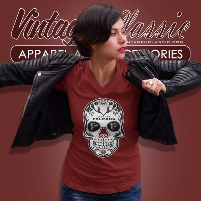 Atlanta Falcons Sugar Skull V Neck TShirt Atlanta Falcons Sugar Skull V Neck TShirt