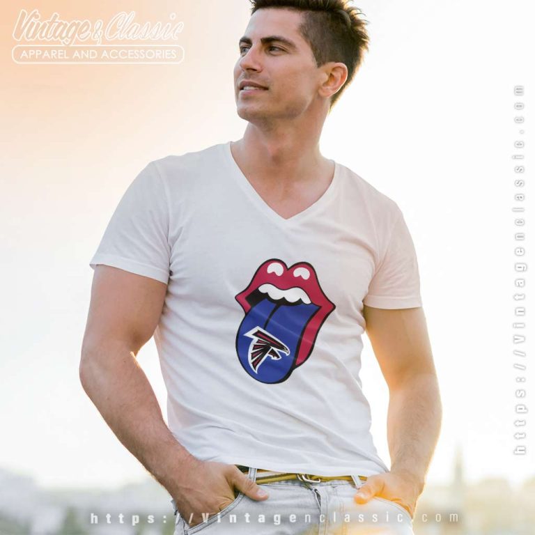 Atlanta Falcons The Rolling Stones Logo V Neck TShirt Atlanta Falcons The Rolling Stones Logo V Neck TShirt
