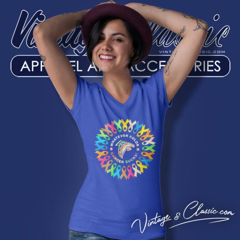 Atlanta Falcons Whatever Color Cancer Sucks V Neck TShirt Atlanta Falcons Whatever Color Cancer Sucks V Neck TShirt