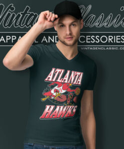 Atlanta Hawks 1970s Vintage Nba V Neck TShirt
