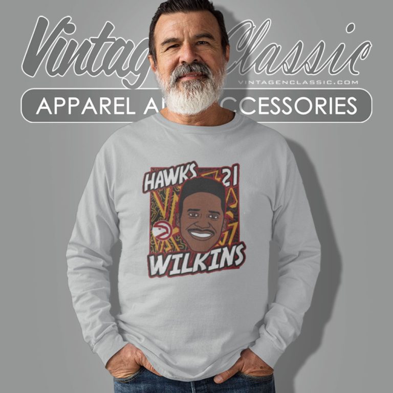 Atlanta Hawks Dominique Wilkins King Of The Court Player Long Sleeve Tee Atlanta Hawks Dominique Wilkins King Of The Court Player Long Sleeve Tee
