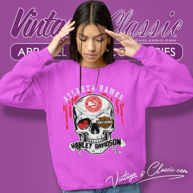 Atlanta Hawks Harley Davidson Skull Sweatshirt Atlanta Hawks Harley Davidson Skull Sweatshirt