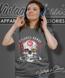 Atlanta Hawks Harley Davidson Skull Women T Shirt