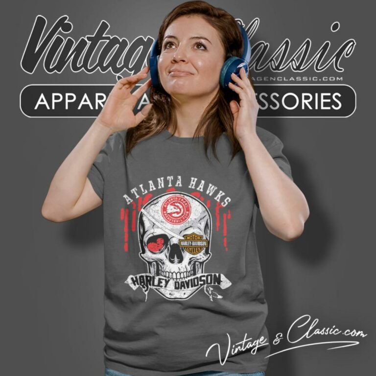 Atlanta Hawks Harley Davidson Skull Women T Shirt Atlanta Hawks Harley Davidson Skull Women T Shirt