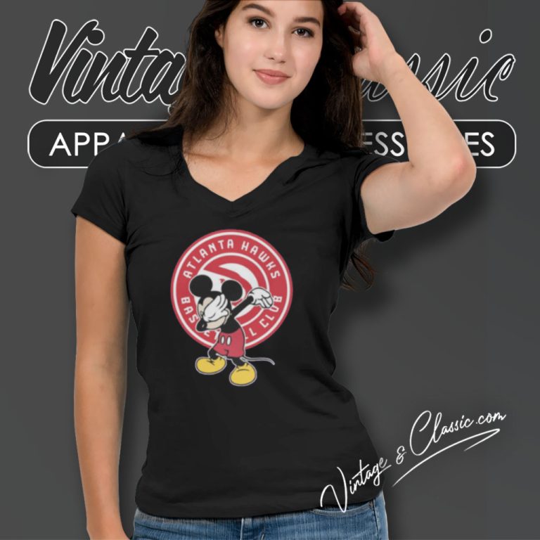 Atlanta Hawks Nba Dabbing Mickey Disney V Neck TShirt Atlanta Hawks Nba Dabbing Mickey Disney V Neck TShirt