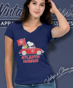 Atlanta Hawks Shirt Basketball Snoopy Dog Driving Car 5 Atlanta Hawks Shirt Basketball Snoopy Dog Driving Car V Neck TShirt