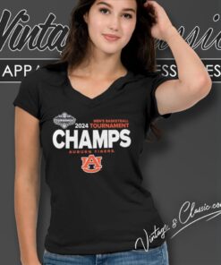 Auburn Sec Championship Shirt Auburn Tigers 2024 Sec Basketball Tournament V Neck TShirt