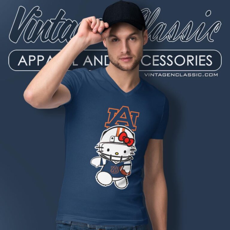 Auburn Tigers Hello Kitty V Neck TShirt Auburn Tigers Hello Kitty V Neck TShirt