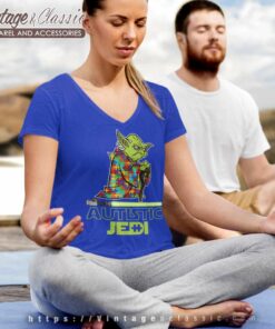 Autistic Jedi Old Yoda Autism Awareness Star Wars V Neck TShirt